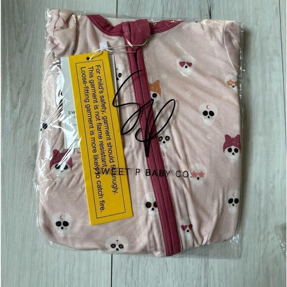 SWEET P BABY CO. Skull Head Zip Up Bamboo Pajamas 3-6 months NWT in packaging - Picture 2 of 4